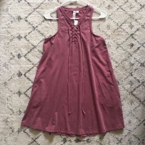 Distressed A-Line Sleeveless Dress